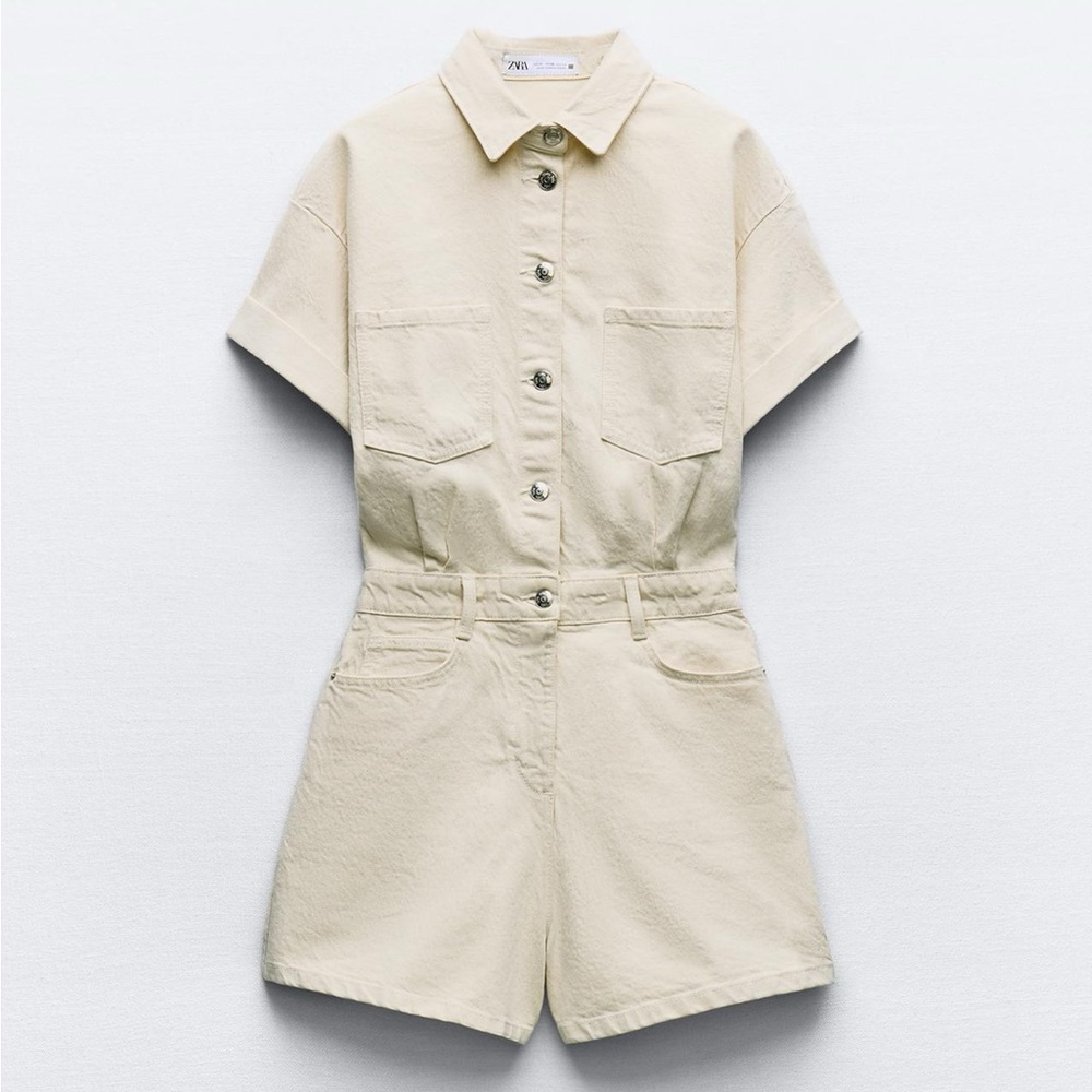 Zara denim shorts romper